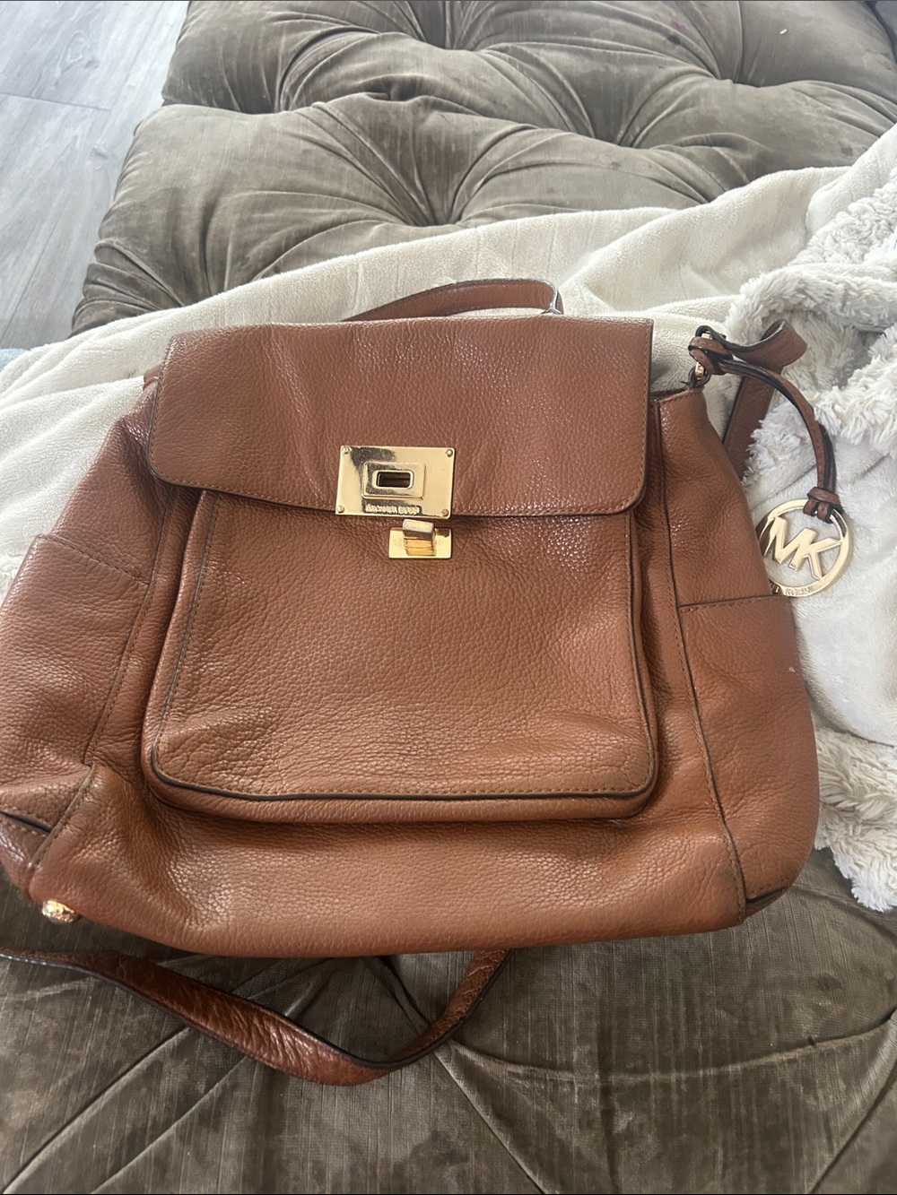 Michael Kors Sloan X-Large Leather Satchel Handbag Brown Luggage Top Handle Tote - Picture 2 of 14